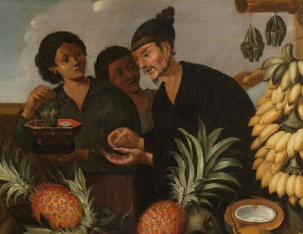 ‘A Market Stall in Batavia’, attributed to Andries Beeckman, c. 1640-66. Rijksmuseum. Public Domain. 