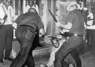 Police beat protestors during the Harlem Riots, New York. World Telegram & Sun photo by Dick De Marsico, 1964. Library of Congress. Public Domain.