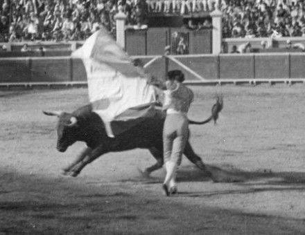 A bullfight in Pamplona attended by Ernest Hemingway, c. June-July 1925. Ernest Hemingway Photograph Collection. John F. Kennedy Presidential Library and Museum, Boston. Public Domain.