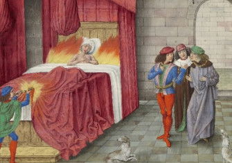 The death of Charles II of Navarre, from Froissart’s Chronicles, 1480-83. Heritage Images/TopFoto.