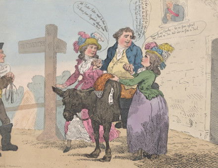 ‘The Departure’, with Edmund Burke in the middle, by Thomas Rowlandson, 29 April 1784. Metropolitan Museum of Art. Public Domain.