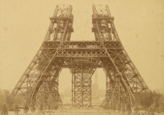 Construction between the first and second levels of the Eiffel Tower, by Louis-Émile Durandelle, 15 May 1888. J. Paul Getty Museum, Los Angeles. Public Domain.