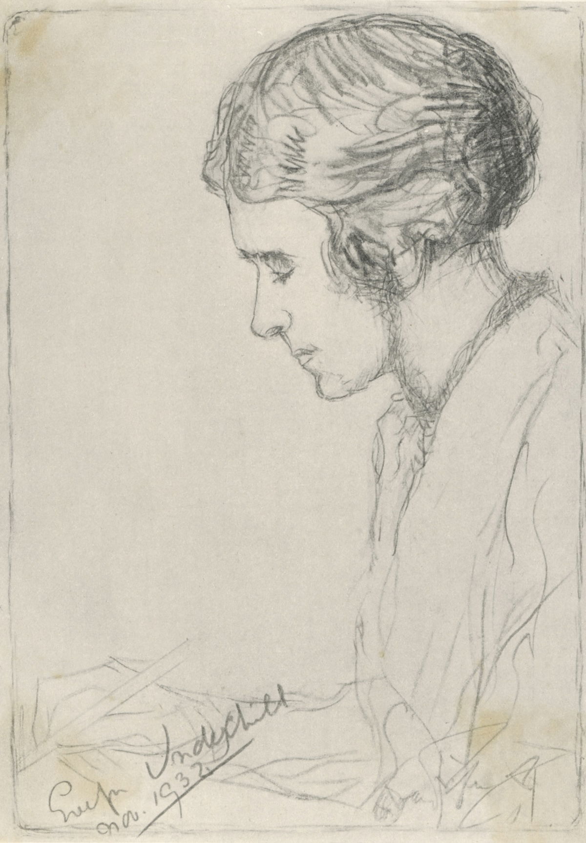 Portrait of Evelyn Underhill, sketch by Howard Smith, 1932. Mary Evans Picture Library.