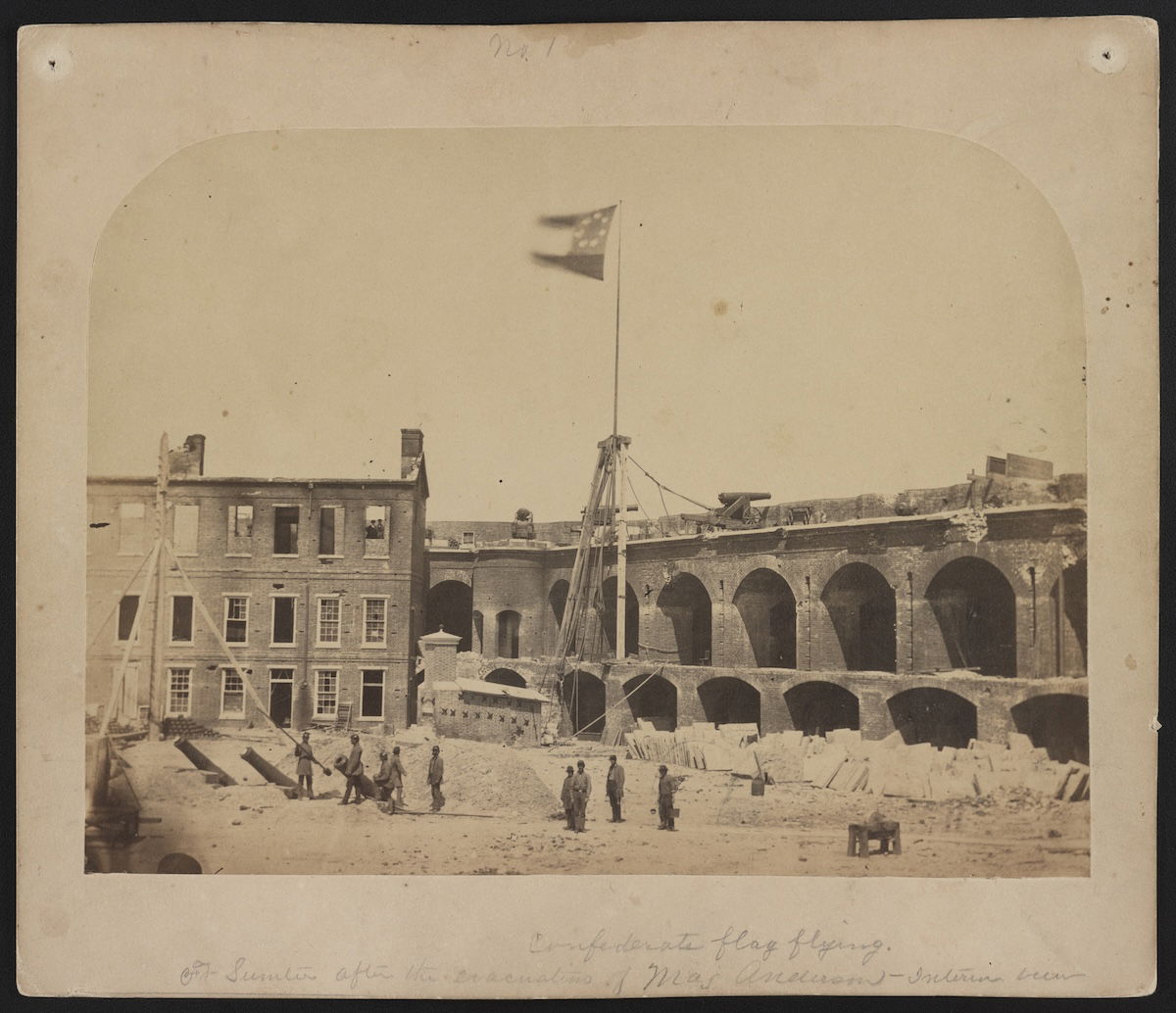 The Confederate flag flies over Fort Sumter, by Alma Pelto, 15 April 1861. Library of Congress. Public Domain.