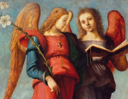 Two angels, by Pierop di Cosimo, c. 1510-15. Museum of Fine Arts, Boston. Public Domain.
