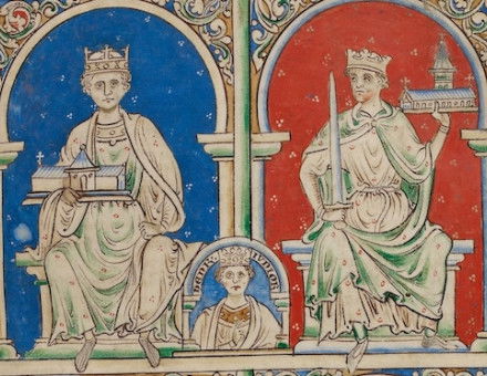Henry II, Young Henry, and Richard I, from Historia Anglorum, 1250-59. British Library/Bridgeman Images.