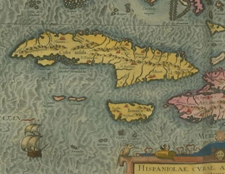 A map of Hispaniola, Cuba and Western Mexico, by Abraham Ortelius. 1598. John Carter Brown Liberary at Brown University. Public Domain.
