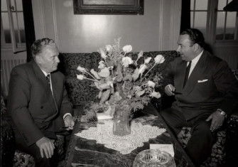 Teodoro Castro (right) meeting Tito in Belgrade, 27 April 1953. Photo service of president Josip Broz Tito, Museum of Yugoslavia. 