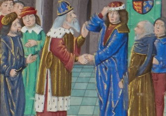 Manuel II Palaiologos meeting with Henry IV, from the St Albans Chronicle, late 15th century. Lambeth Palace Library/Bridgeman Images.