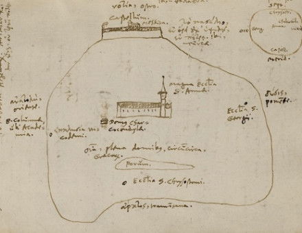 Martin Crusius’ map of Athens, 16th century. Universitätsbibliothek Tübingen.