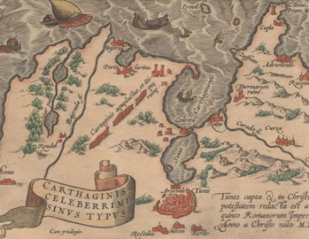Map of Tunis by Abraham Ortelius, late 16th century. National Library of Israel. Public Domain.
