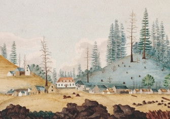 ‘A View of Sydney on Norfolk Island, 1792’. Mitchell Library, State Library of New South Wales. Public Domain.