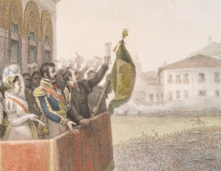 Acclamation of Dom Pedro I, emperor of Brazil, at the camp of Santa Anna, in Rio de Janeiro, Jean Baptiste Debret, c.1834-49. New York Public Library. Public Domain.