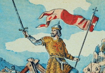 Pelayo at the Battle of Covadonga, illustration, 1900. akg-images/Heritage Images.