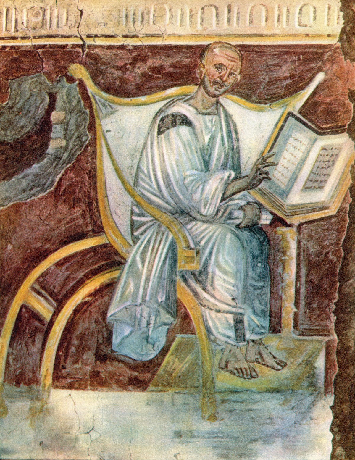 Fresco of Saint Augustine from the Lateran, Rome, sixth century. Bridgeman Images.