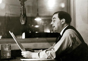 War of words: Sefton Delmer broadcasting to Germany from the BBC, 1 November 1941.