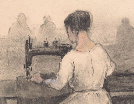 A woman at a sewing machine, by Herman Heijenbrock, c. early 20th century. Rijksmuseum. Public Domain.