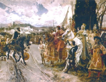 The Capitulation of Granada, by Francisco Pradilla Ortiz, 1882. Senado de España. Public Domain.