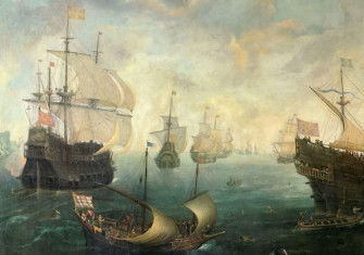 The Spanish Armada off the English coast in 1588, Cornelis Claesz van Wieringen, c.1620-25. Rijksmuseum. Public Domain.