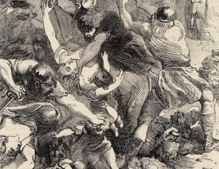 St Brice’s Day Massacre, from Cassell’s Illustrated History of England, 1890. Chronicle/Alamy Stock Photo.