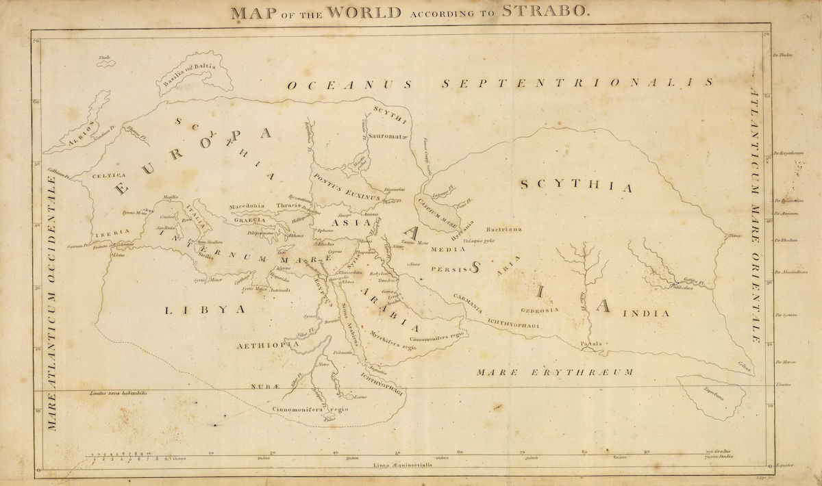 Map of the world according to Strabo, by James Playfair, 1814. David Rumsey Map Collection. Public Domain.