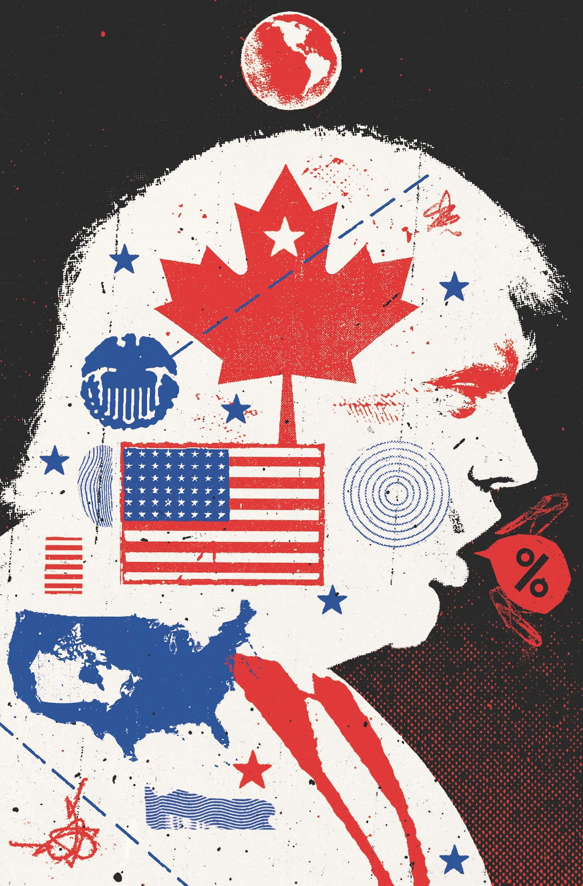 Trump on Canada illustration © Ben Jones/Heart Agency.