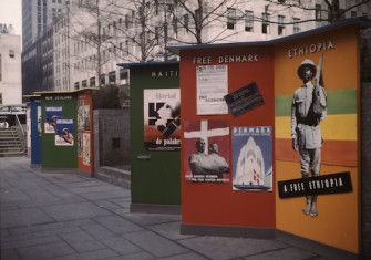 The Rockefeller Plaza United Nations exhibit, Majory Collins, March 1943. Library of Congress. Public Domain.