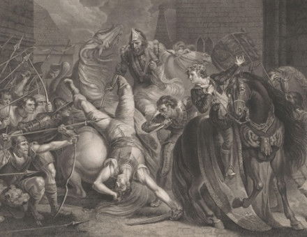 William Walworth murders Wat Tyler under the watchful eye of Richard II, by Anker Smith, 1796. Rijksmuseum. Public Domain.