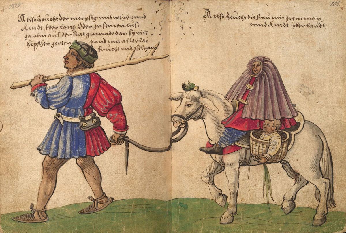 Moriscos in the Kingdom of Granada, from a costume book by Christoph Weiditz, c. 1530-40. Germanisches National Museum. Public Domain.