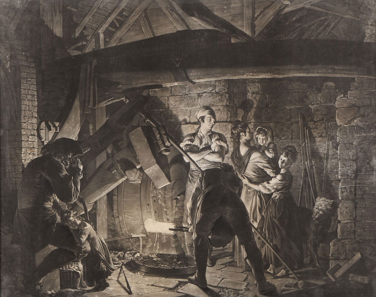 An iron forge, by Richard Earlom after Joseph Wright, c.1743-1822. Birmingham Museums Trust/Birmingham Museum & Art Gallery. Public Domain.