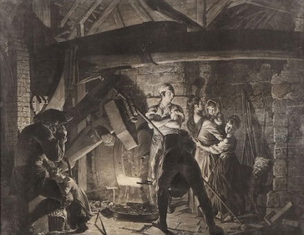 An iron forge, by Richard Earlom after Joseph Wright, c.1743-1822. Birmingham Museums Trust/Birmingham Museum & Art Gallery. Public Domain.