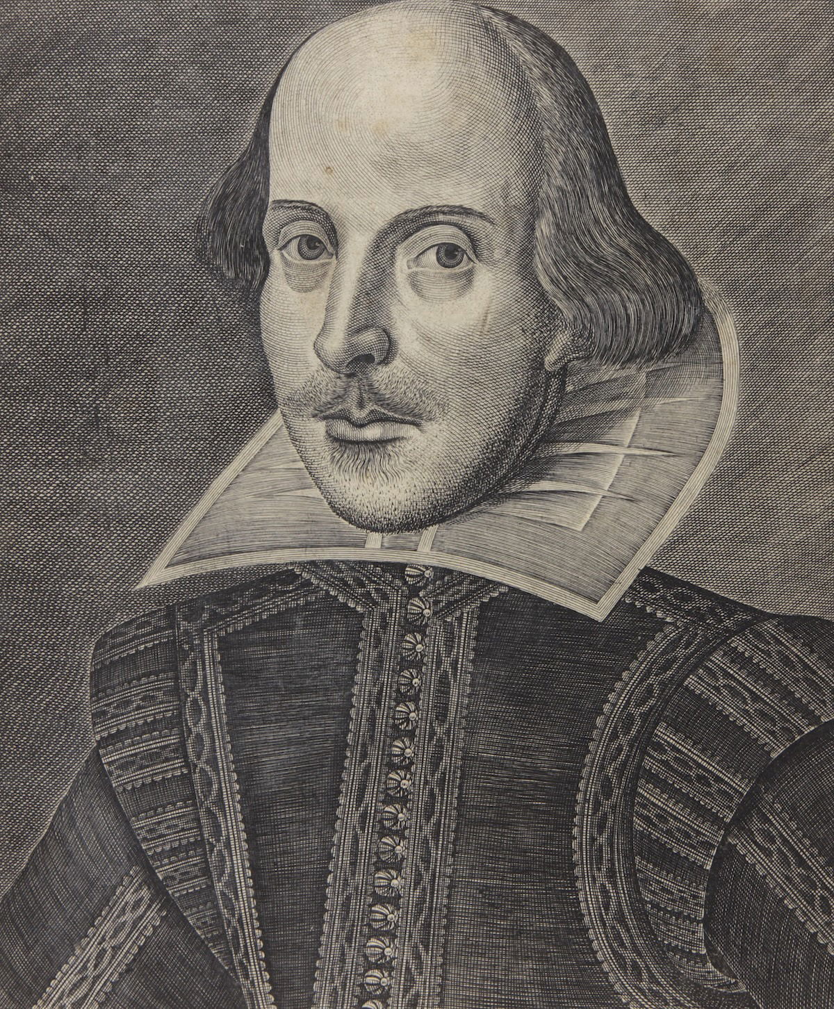 Portrait of William Shakespeare from the title page of the First Folio, 1623. Beinecke Library, Yale University. Public Domain.